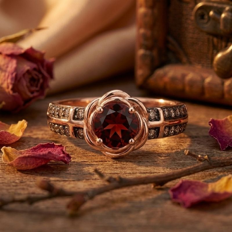 Sotiya Rose Design Faith Cross Coffee Round Cut Engagement Ring Sterling Silver-Sotiya