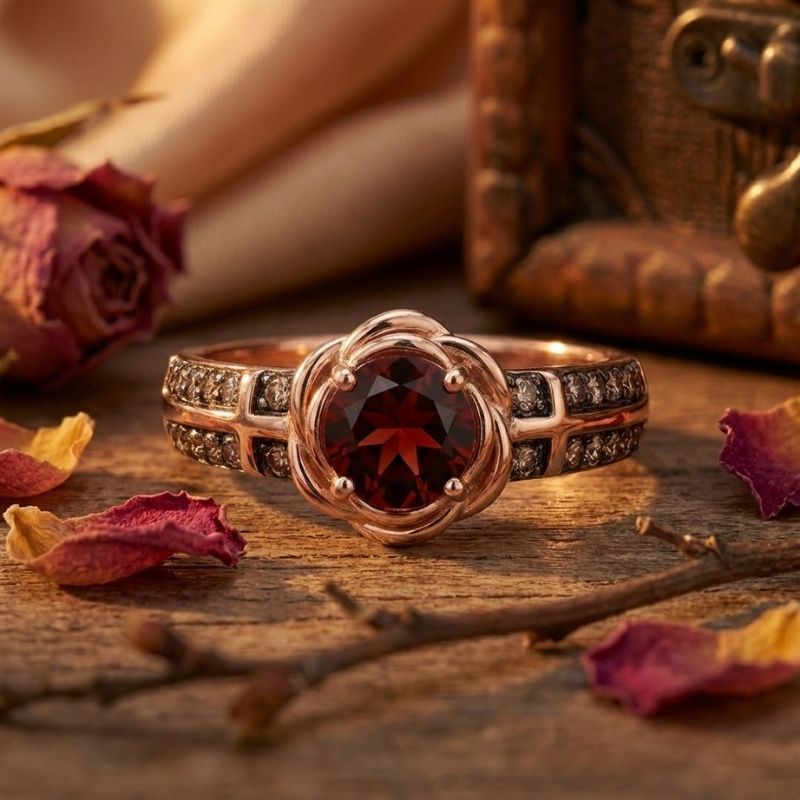 Sotiya Rose Design Faith Cross Coffee Round Cut Engagement Ring Sterling Silver-Sotiya