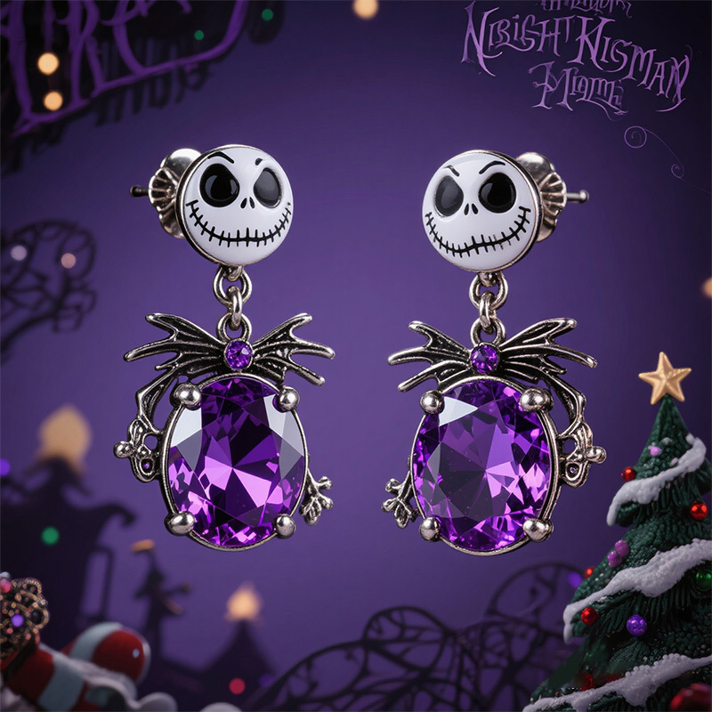 Sotiya Skull Inspired Oval Cut Drop Earrings Sterling Silver-Sotiya