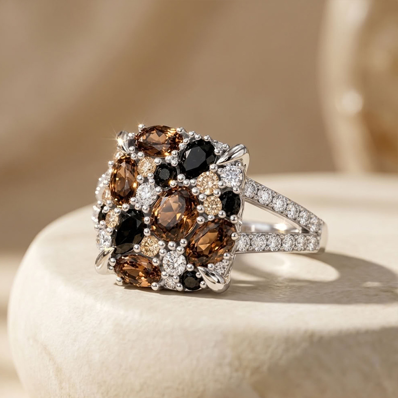 Sotiya Micro Pave Coffee Ombre Multi Colored Ring Sterling Silver