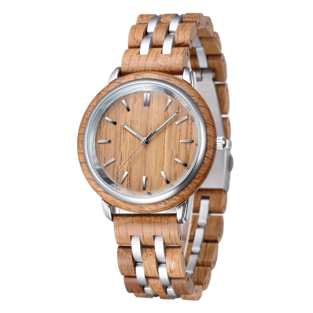 Sotiya Olive Wood/White Oak/Zebrawood Quartz Coffee Wooden Watch-Sotiya