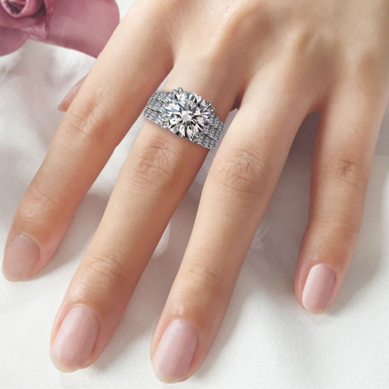 Sotiya Wide Round Cut Engagement Ring Sterling Silver-Sotiya