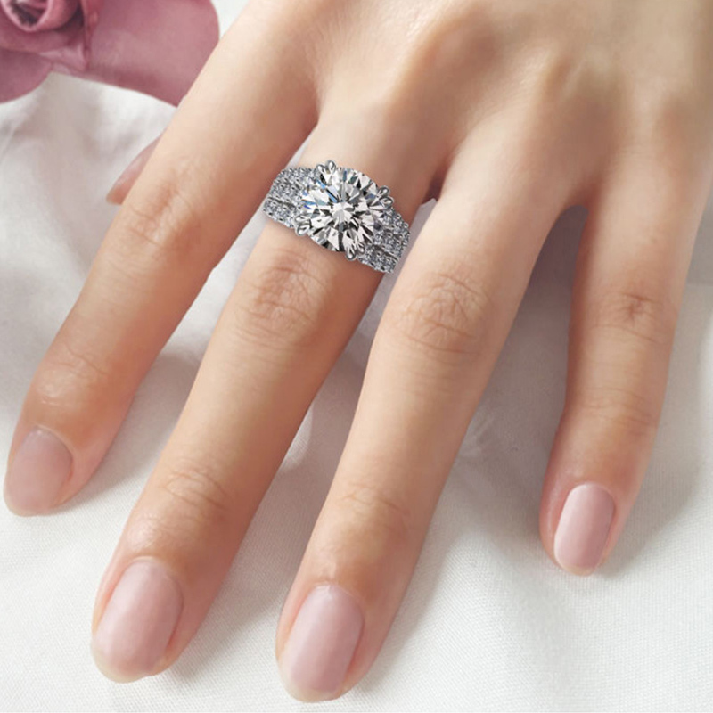 Sotiya Wide Round Cut Engagement Ring Sterling Silver-Sotiya