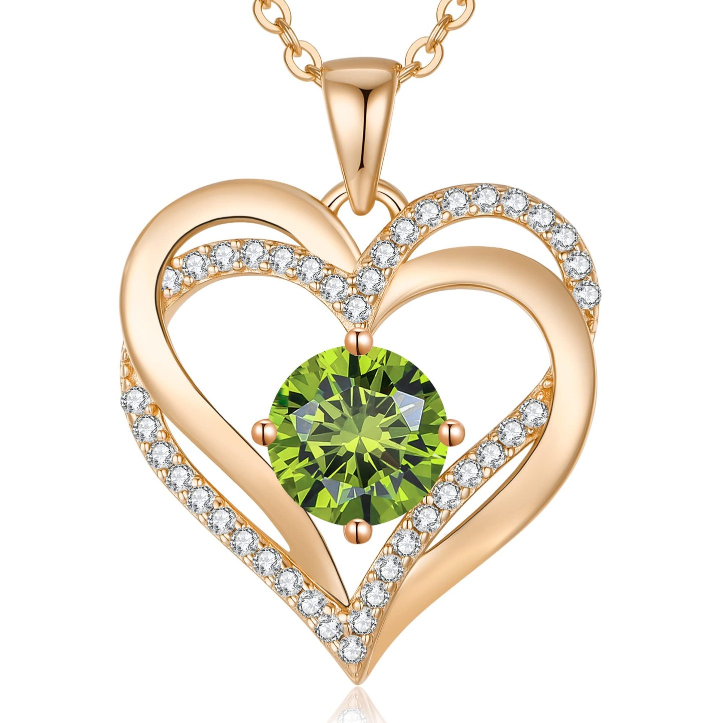 Sotiya 12 Birthstones Intertwined Heart Round Cut Necklace Sterling Silver-Sotiya