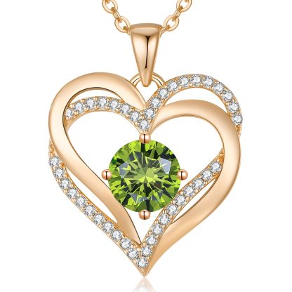 Sotiya 12 Birthstones Intertwined Heart Round Cut Necklace Sterling Silver-Sotiya