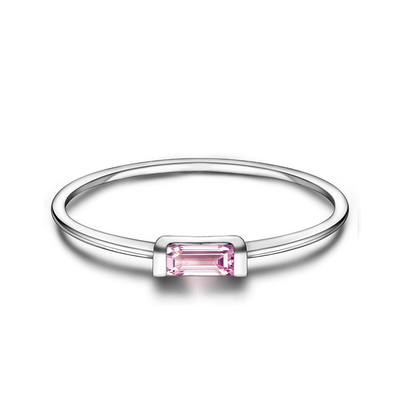 Sotiya 12 Birthstones Emerald Cut Stackable Ring Sterling Silver-Sotiya