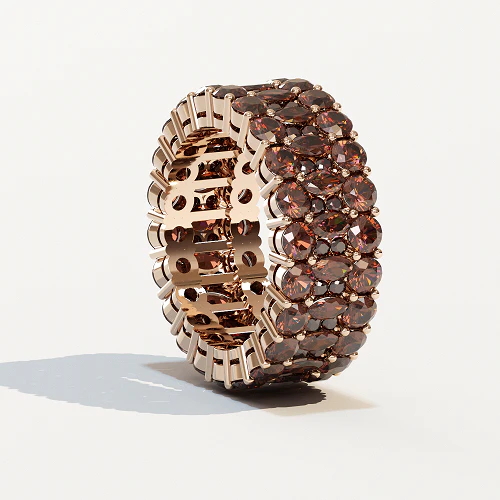 Sotiya Wide Round Cut Coffee Eternity Ring Sterling Silver-Sotiya