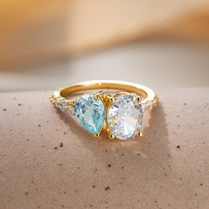 Sotiya Personalized Oval and Pear Cut Two Stone Engagement Ring-Sotiya