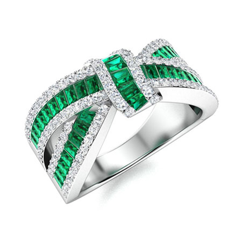 Sotiya Knot Design Emerald Cut Women's Wedding Ring Sterling Silver-Sotiya
