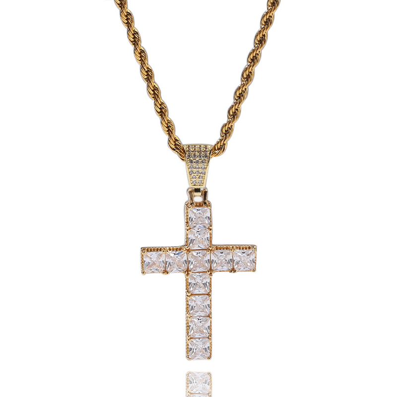 Sotiya Radiant Cut Cross Design Faith Men's Necklace-Sotiya