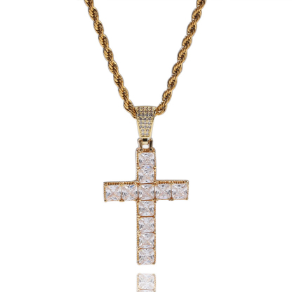 Sotiya Radiant Cut Cross Design Faith Men's Necklace-Sotiya