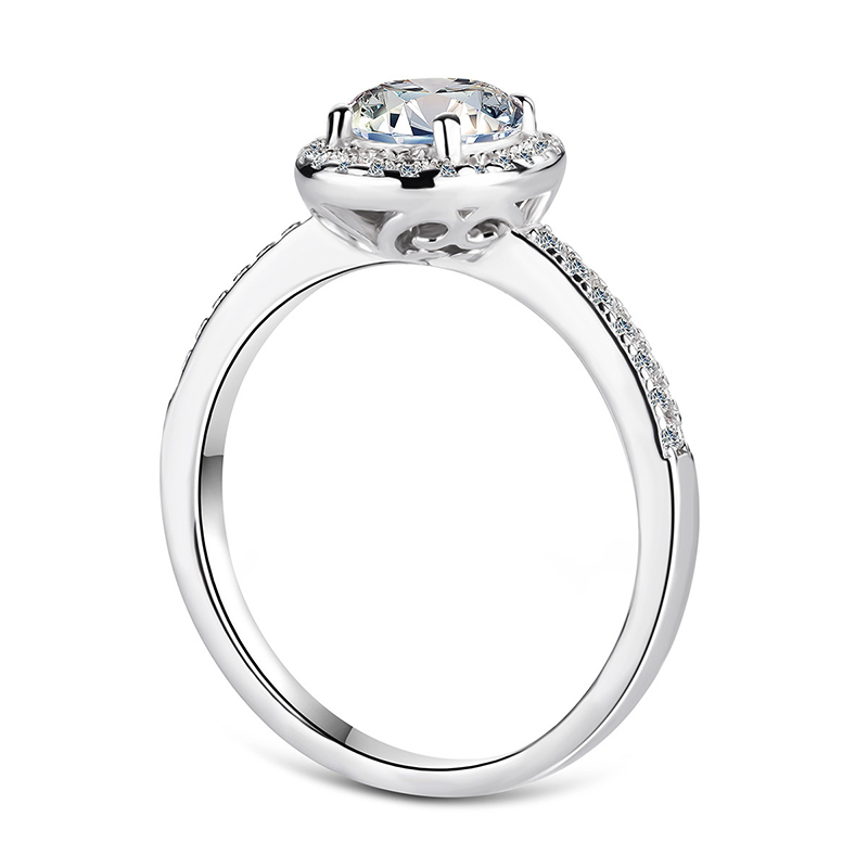 Sotiya Halo Round Cut Oval Shape Moissanite Engagement Ring Sterling Silver-Sotiya