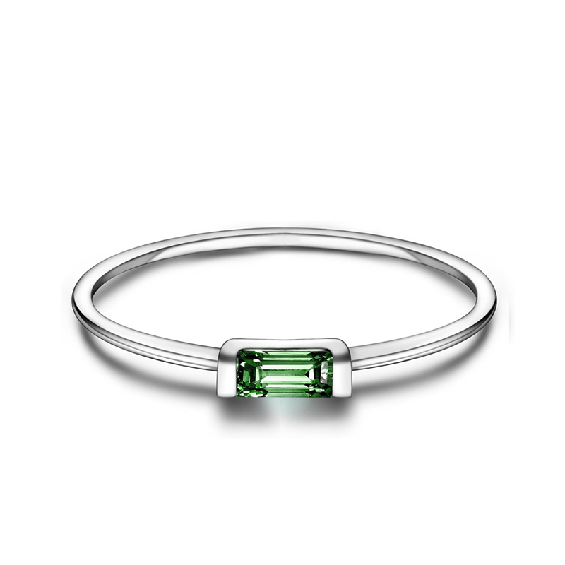 Sotiya 12 Birthstones Emerald Cut Stackable Ring Sterling Silver-Sotiya