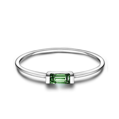 Sotiya 12 Birthstones Emerald Cut Stackable Ring Sterling Silver-Sotiya