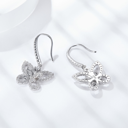 Sotiya Butterfly Design Moissanite Drop Earrings Sterling Silver-Sotiya