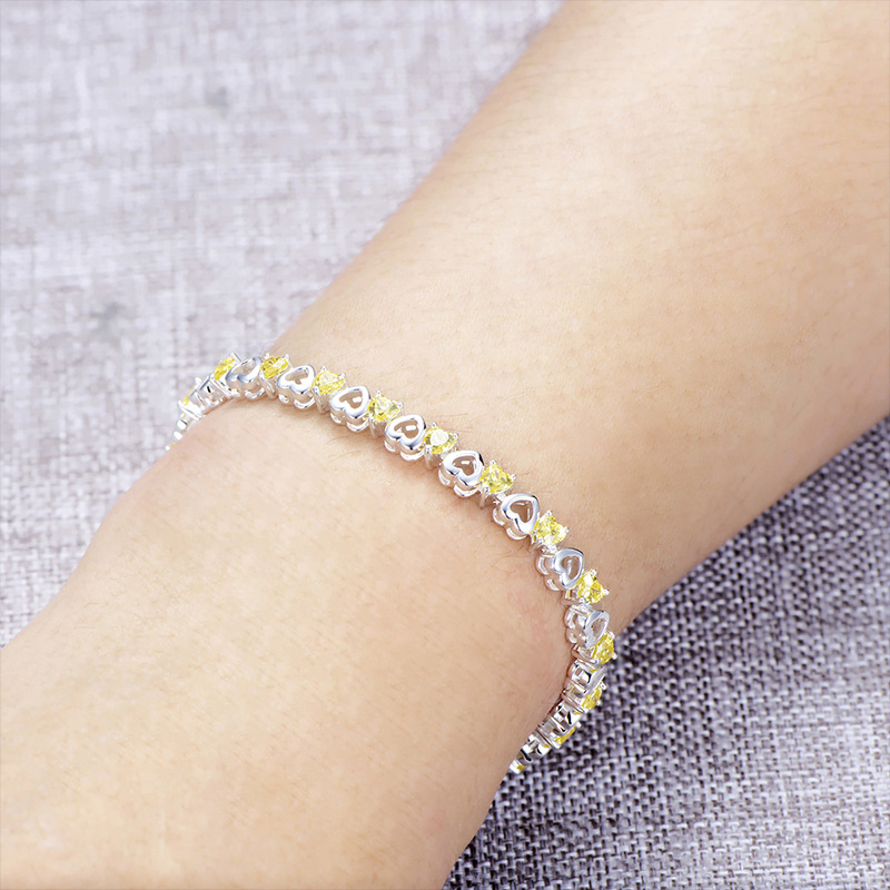Sotiya Alternating Hollow Heart Cut Tennis Bracelet Sterling Silver-Sotiya