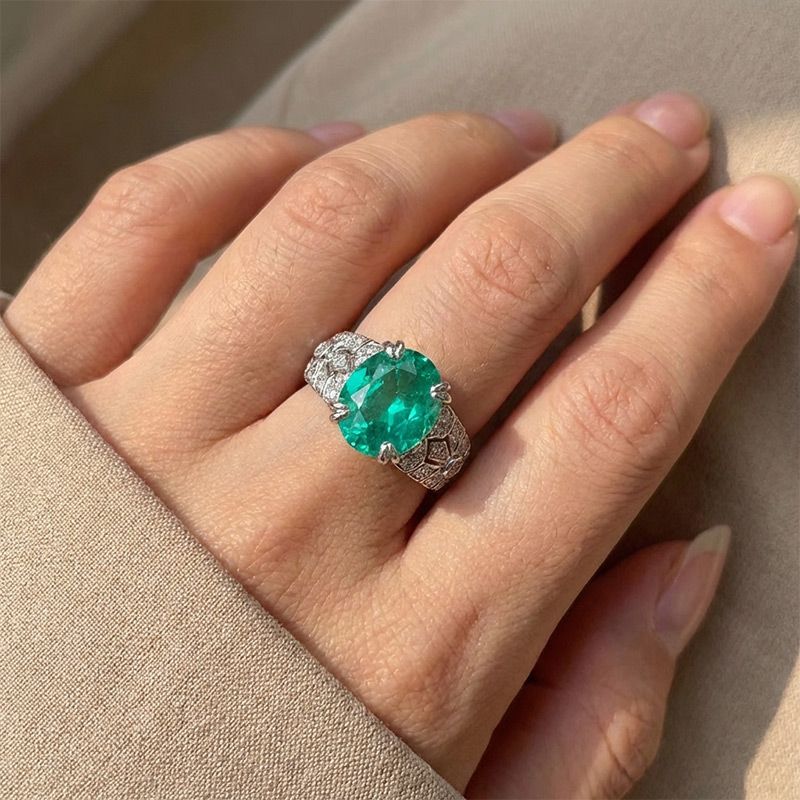 Sotiya Vintage Lab Grown Paraiba Oval Cut Engagement Ring Sterling Silver