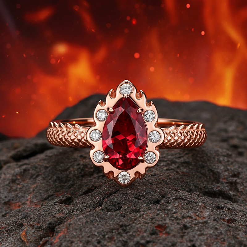 Sotiya Duskendale Fire & Blood Pear Cut Engagement Ring Sterling Silver-Sotiya