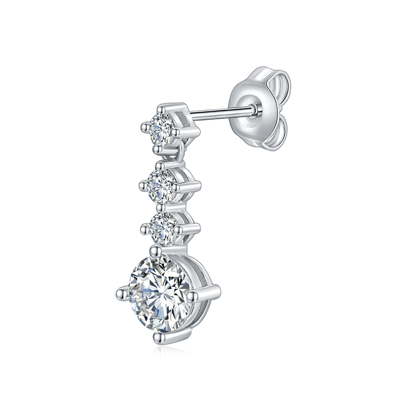Sotiya Round Cut Moissanite Drop Earrings Sterling Silver-Sotiya