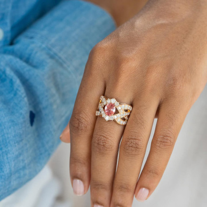 Sotiya Oval Cut Interwoven Engagement Ring Sterling Silver-Sotiya