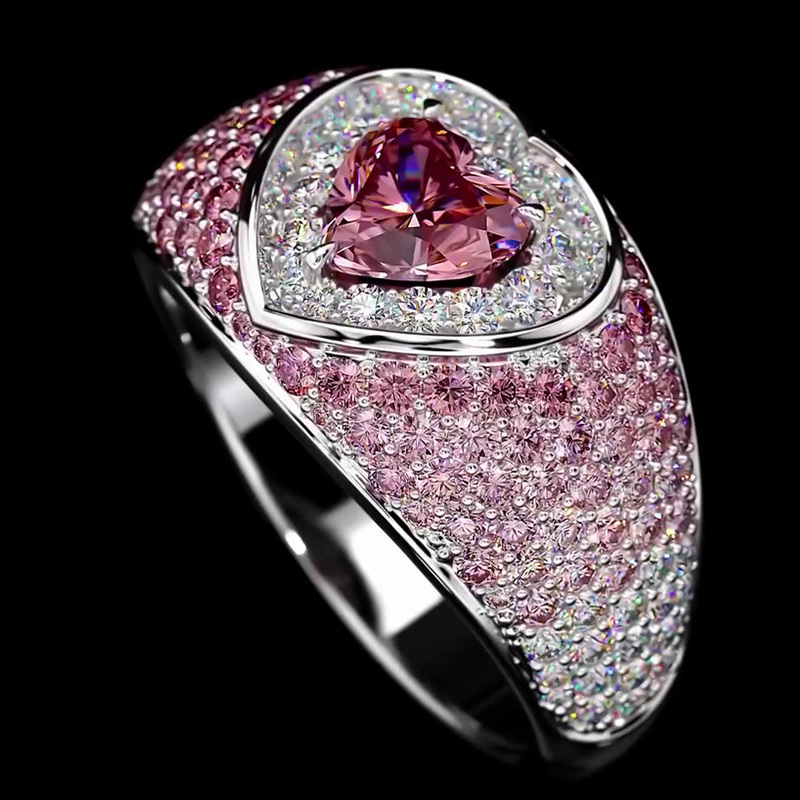 Sotiya Halo Heart Cut Gradient Micro Pave Coffee Engagement Ring Sterling Silver-Sotiya