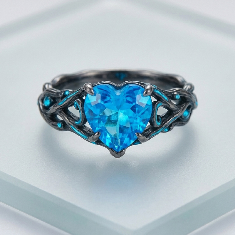 Sotiya Fluorescence Intertwined Heart Cut Engagement Ring Sterling Silver-Sotiya