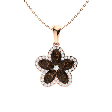 Sotiya Coffee Oval Cut Flower Halo Necklace Sterling Silver-Sotiya