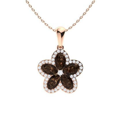Sotiya Coffee Oval Cut Flower Halo Necklace Sterling Silver-Sotiya