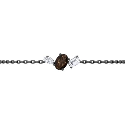 Sotiya Toi et Moi Coffee Oval, Pear and Emarald Cut Three Stone Bracelet Sterling Silver-Sotiya