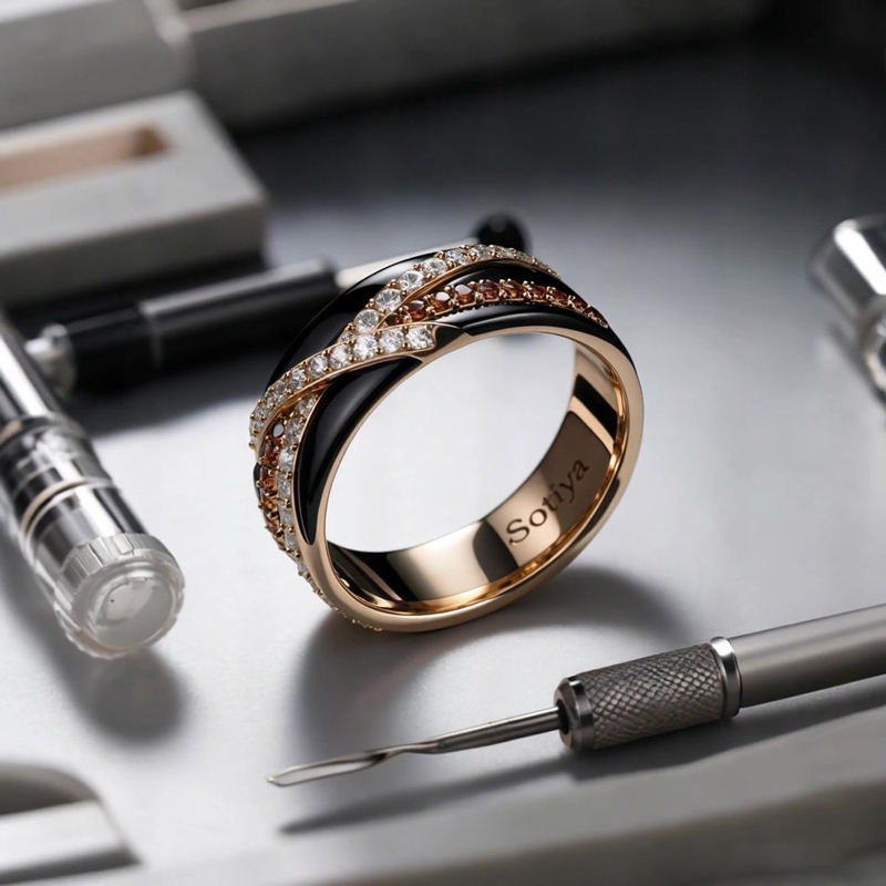 Sotiya Cross Knot Coffee Unisex Wedding Ring Sterling Silver-Sotiya