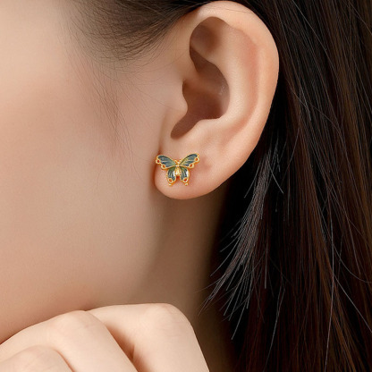 Sotiya Enamel Butterfly Animal Collection Earrings Sterling Silver-Sotiya