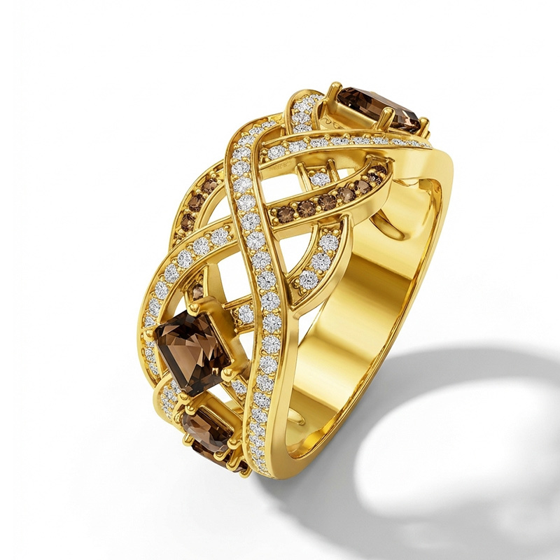 Sotiya Intertwined Knot Coffee Women's Wedding Ring Sterling Silver-Sotiya