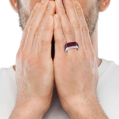 Sotiya Hot Pink Unisex Men's Ring Sterling Silver-Sotiya