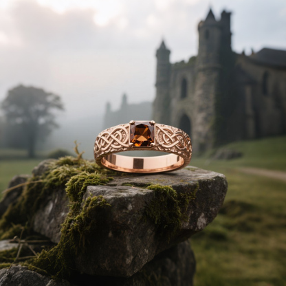 Sotiya Best Buds Princess Inspired Celtic Knot Design Coffee Cushion Cut Engagement Ring Sterling Silver-Sotiya