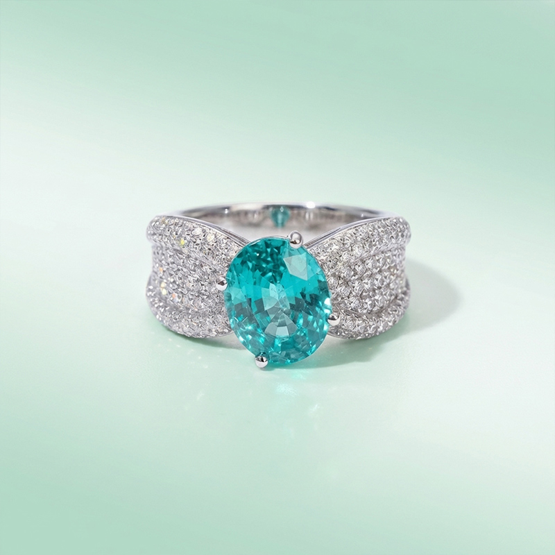 Sotiya Unique Lab Grown Paraiba Oval Cut Engagement Ring Sterling Silver