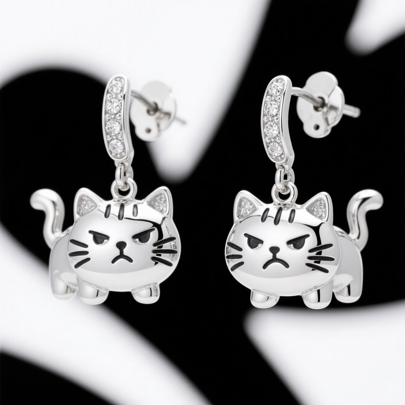 Sotiya Grumpy Cat Drop Earrings-Sotiya