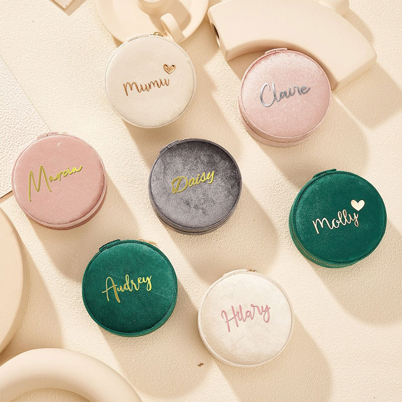 Sotiya Customized Gold Stamping Name Velvet Ring Box-Sotiya