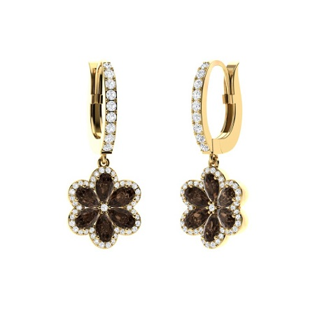 Sotiya Coffee Pear Cut Flower Halo Drop Earrings Sterling Silver-Sotiya