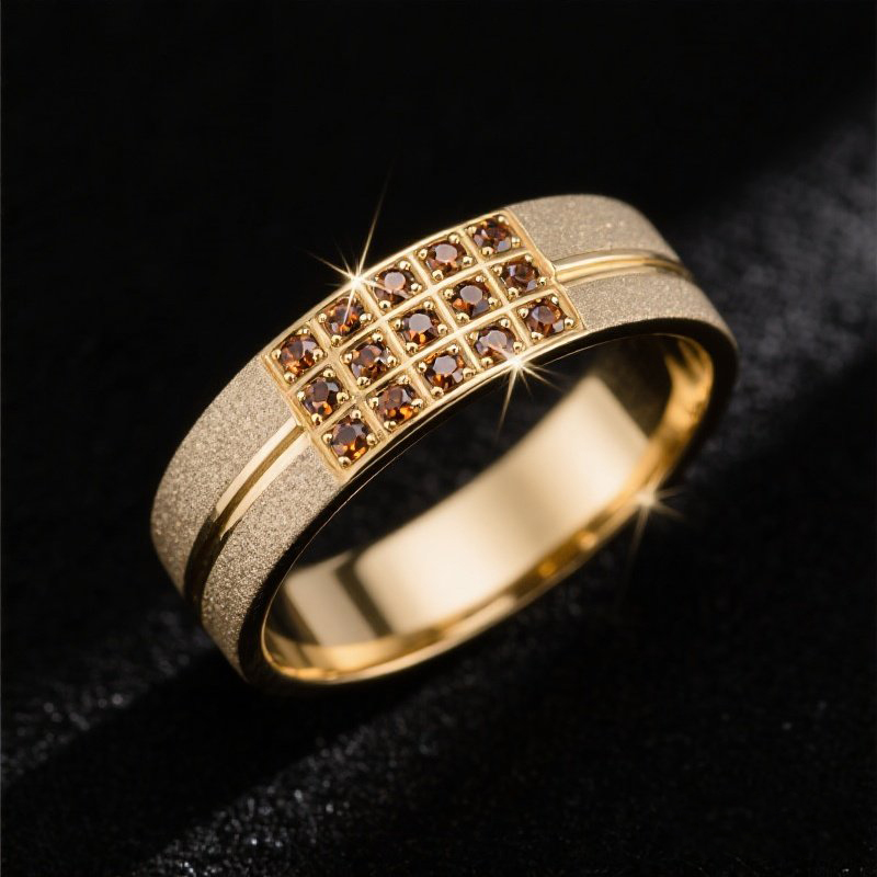 Sotiya Sandblasted Cluster Coffee Men's Wedding Ring Band Sterling Silver-Sotiya