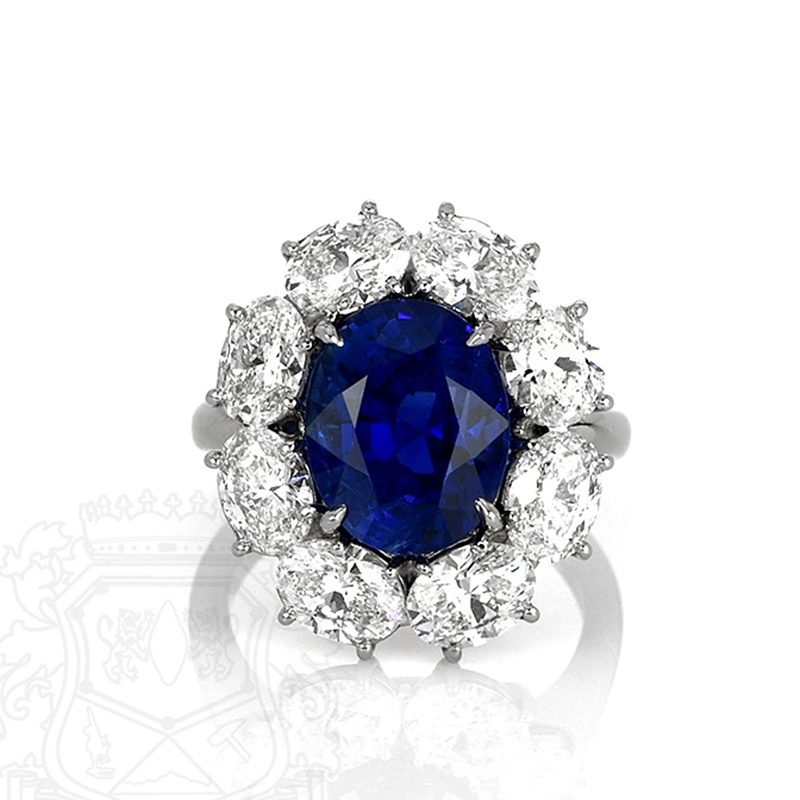 Sotiya Halo Oval Cut Blue Sapphire Engagement Ring Sterling Silver-Sotiya