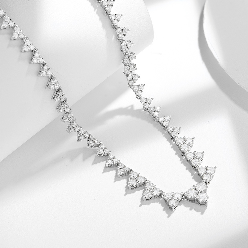 Sotiya Triangle Design Round Cut Moissanite Necklace Sterling Silver-Sotiya