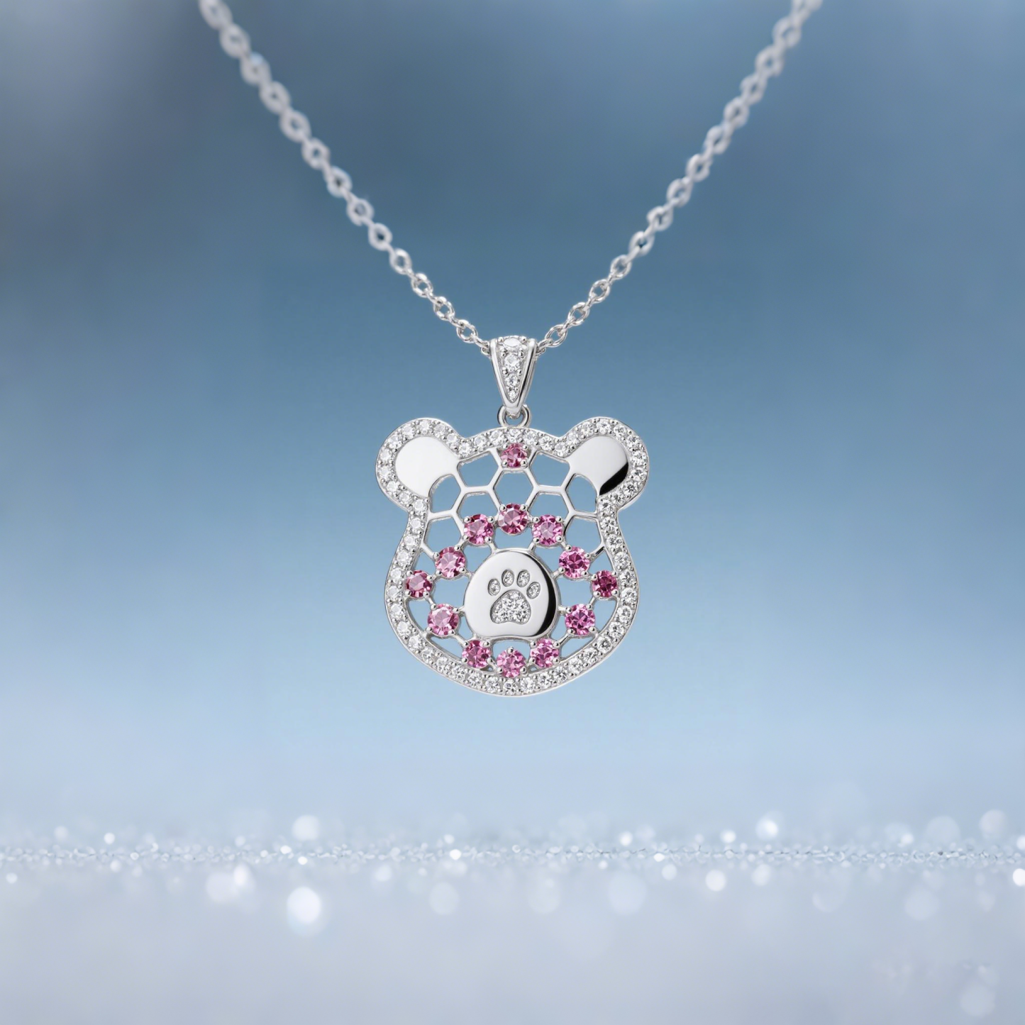 Sotiya Best Buds Bear Inspired Pet Cat Paw Necklace Sterling Silver-Sotiya