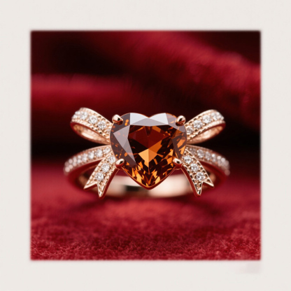 Sotiya Bowknot Heart Cut Coffee Engagement Ring Sterling Silver-Sotiya