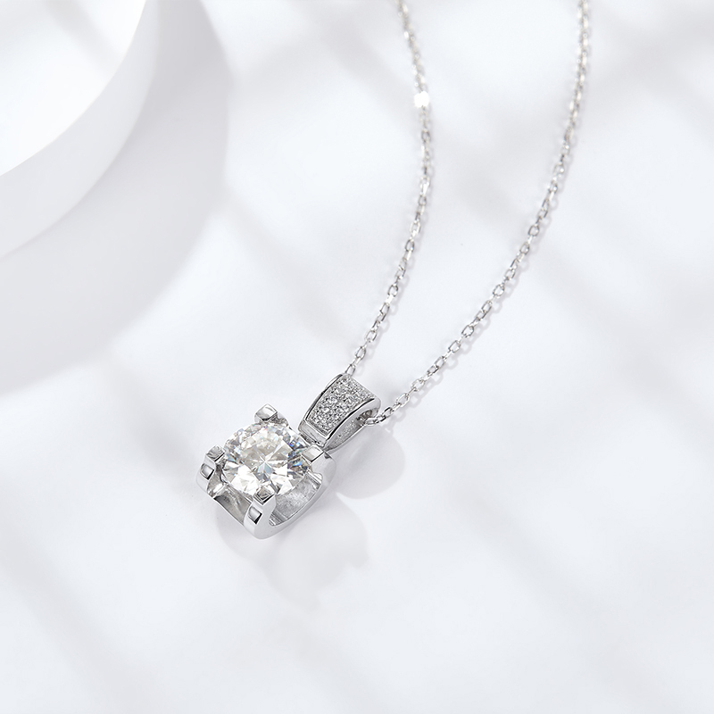 Sotiya Round Cut Moissanite Necklace Sterling Silver-Sotiya