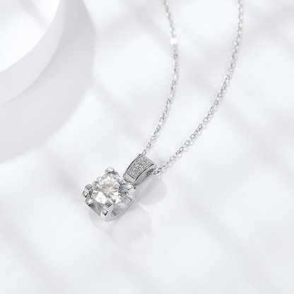 Sotiya Round Cut Moissanite Necklace Sterling Silver-Sotiya