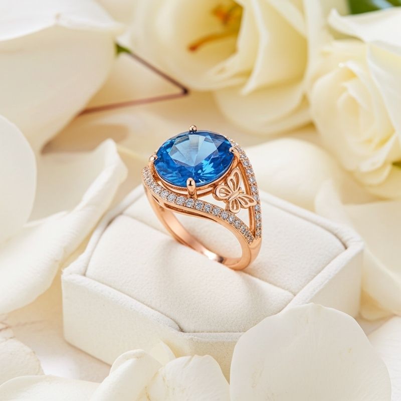 Sotiya Butterfly Round Cut Coffee Engagement Ring Sterling Silver-Sotiya