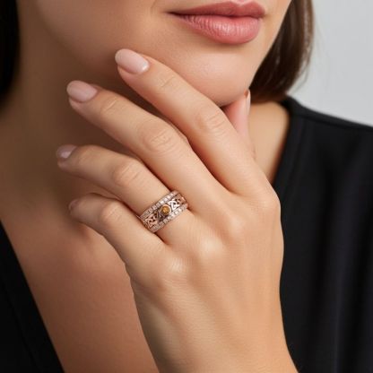 Sotiya Vintage Celtic Knot Round Cut Coffee Unisex Eternity Ring Sterling Silver