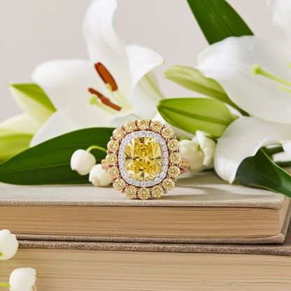 Sotiya Cathedral Double Halo Cushion Cut Engagement Ring Sterling Silver-Sotiya