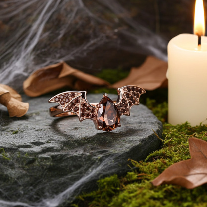 Sotiya Bat Design Pear Cut Coffee Cocktail Ring Sterling Silver-Sotiya