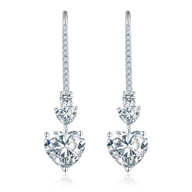 Sotiya Heart Cut Moissanite Drop Earrings Sterling Silver-Sotiya